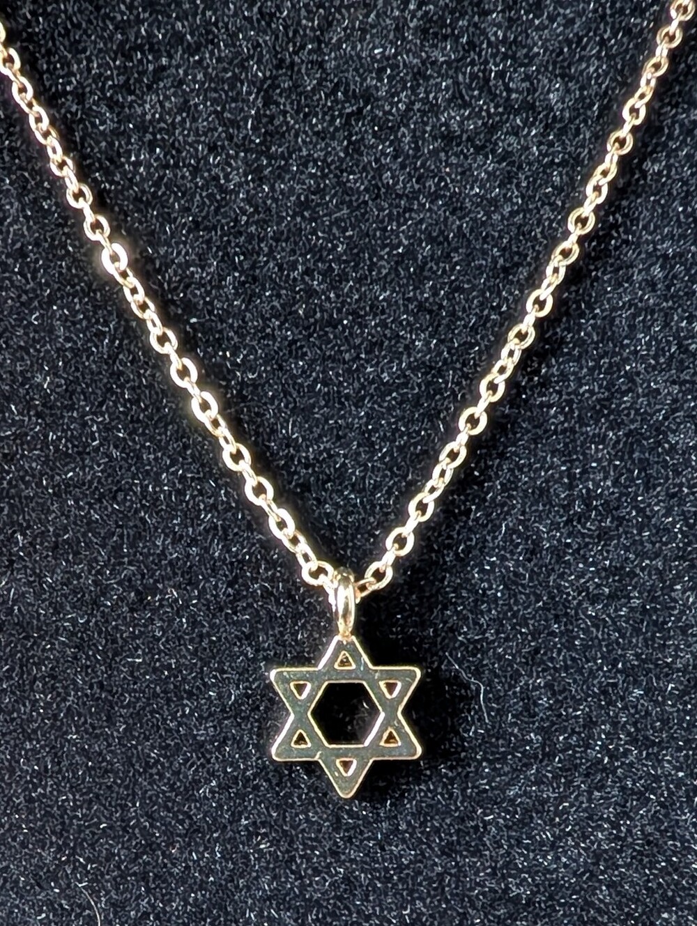Petite Gold Tone Star of David Pendant Necklace